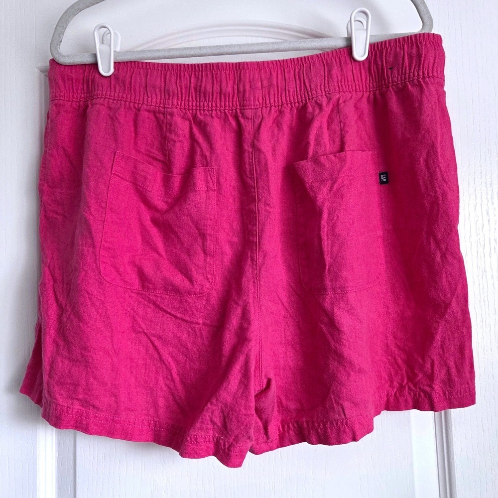 Gap Hot Pink Linen Blend Pull On Shorts Women Sz XL Beachy Vacation Lightweight - Picture 2 of 7